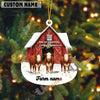 Uni Personalized Cow Moo-ry Christmas Barn Acrylic Ornament (14 Breed Options)