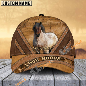 Uni Draft Horse Brown Leather Pattern Personalized Name Cap