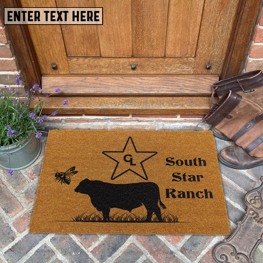 Uni Angus Custom South Star Ranch Coir Doormat