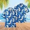Uni Retro Crane Blue Hawaiian Shirt Aloha Shirt Short Sleeve Shirt Vacation Hawaiian Outdoor Vacation Hawaiian Shirt