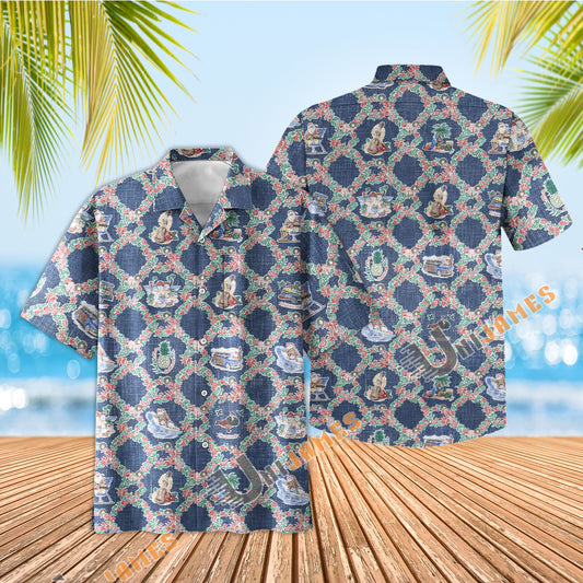 UniJames Hawaiian Christmas - Navy Short Sleeve Hawaiian Shirt