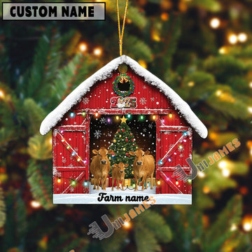 Uni Personalized Jersey Christmas Barn Ornament – Custom Farm Name 2025