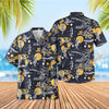 Uni Retro Hula Moon Navy Hawaiian Shirt Aloha Shirt Short Sleeve Shirt Vacation Hawaiian Outdoor Vacation Hawaiian Shirt