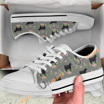 Uni Black Angus Flower Pattern Shoes