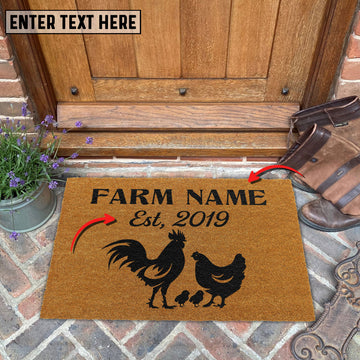 Uni Chicken Custom Farm Name Custom Year Coir Doormat