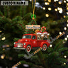 Uni Personalized Brown Swiss Ornament – Red Christmas Truck & Farm Name Custom Shape Acrylic Ornament