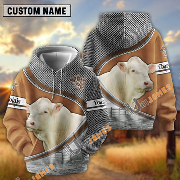 Uni Charolais Metal Pattern Personalized Name 3D Hoodie