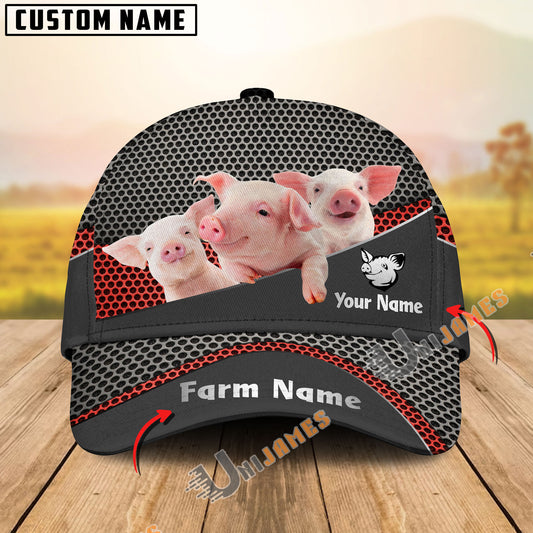 Uni Pig Black Metal Customized Name And Farm Name Cap