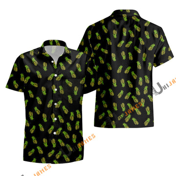 UniJames Comfort Pineapple Grenade (Black) Button Shirt, Hawaiian Shirt For Men