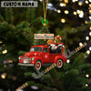 Uni Personalized Belted Galloway Ornament – Red Christmas Truck & Farm Name Custom Shape Acrylic Ornament