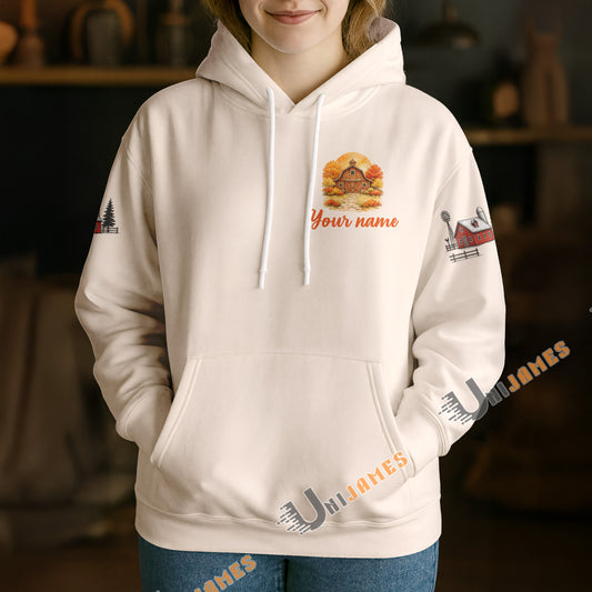 Uni Personalized Golden Harvest Cow Custom Farm Name Hoodie (8 Cattle Breeds)