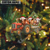 Uni Personalized Farm Tractor Christmas Ornament with Texas Long Horn & Tree Acrylic Ornament