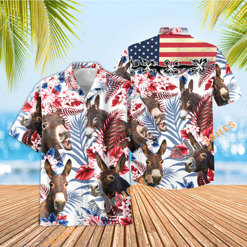 Unique Donkeys Australian Flag Hawaiian Flowers All Over Printed 3D Hawaiian Shirt