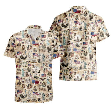 UniJames Founding Fathers Patriotic Button Shirt