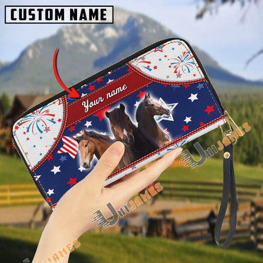 Uni Hackney America Lover Custom Name 3D Leather Clutch