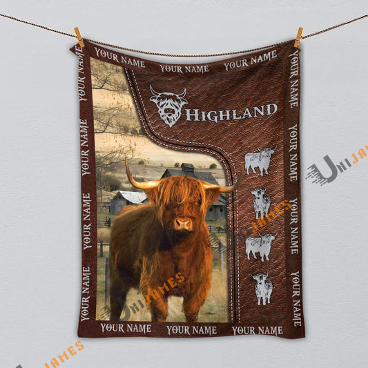 Uni Personalized Name Highland Farm Super Soft Blanket