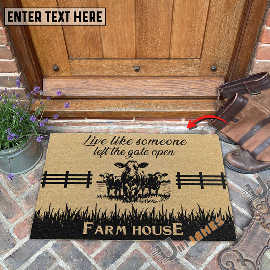 Uni Jersey Custom Farm Name Live Like Someone Left The Gate Open Coir Doormat