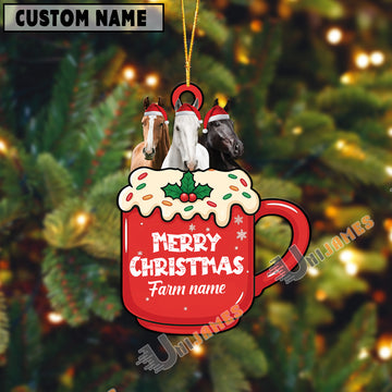Uni Personalized Horse Merry Christmas Farm Mug Ornament