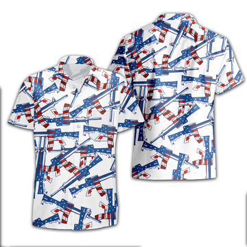 UniJames Comfort The 4th (White) Button Shirt, Hawaiian Shirt For Men