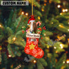 Uni Personalized Merry Christmas Cow Stocking Acrylic Ornament (14 Breed Options)