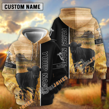 UniJames Half Black & Farm Black Angus Cattle Personalized Hoodie