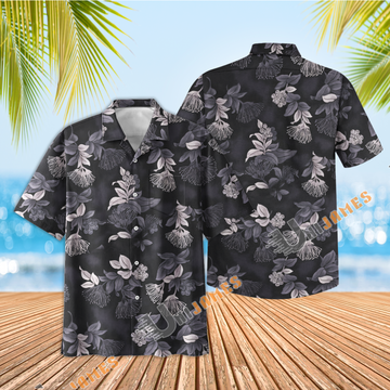 Uni Ohia Black Hawaiian Shirt Aloha Shirt Short Sleeve Shirt Vacation Hawaiian Outdoor Vacation Hawaiian Shirt