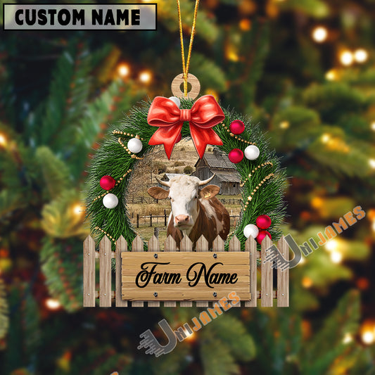 Uni Simmental Christmas Wreath Custom Shape Acrylic Ornament