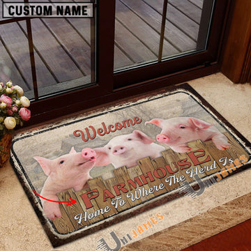 Uni Pigs Personalized - Welcome  Doormat