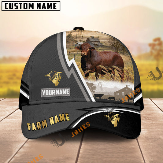 Uni Beefmaster Black White Country Customized Name Brown Leather Pattern Cap