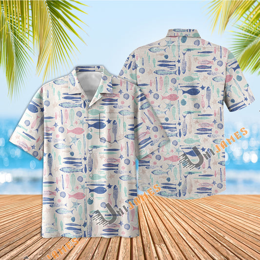UniJames Ebb Tide - Sand Short Sleeve Hawaiian Shirt