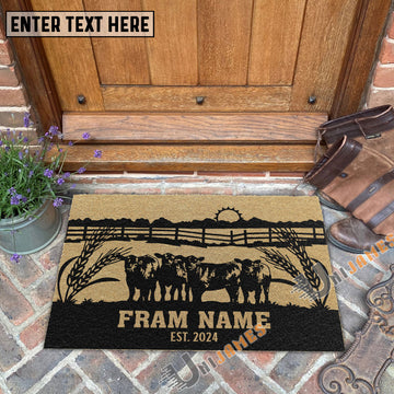 Uni Angus Sunshine Field Custom Farm Name Custom Year Coir Doormat