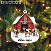 Uni Personalized Cow Moo-ry Christmas Barn Acrylic Ornament (14 Breed Options)