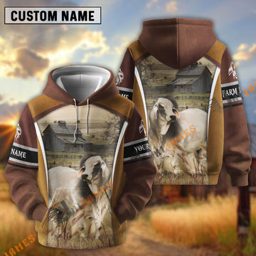 Uni Brahman Personalized Name and Farm Name Color Mixed 3D Hoodie