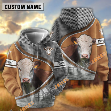 Uni Hereford Metal Pattern Personalized Name 3D Hoodie