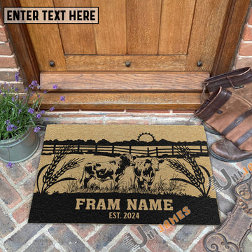 Uni Charolais Sunshine Field Custom Farm Name Custom Year Coir Doormat