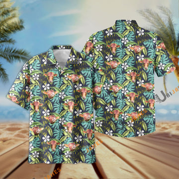 Uni Beefmaster Summer Blue Flowers 3D Hawaiian Shirt