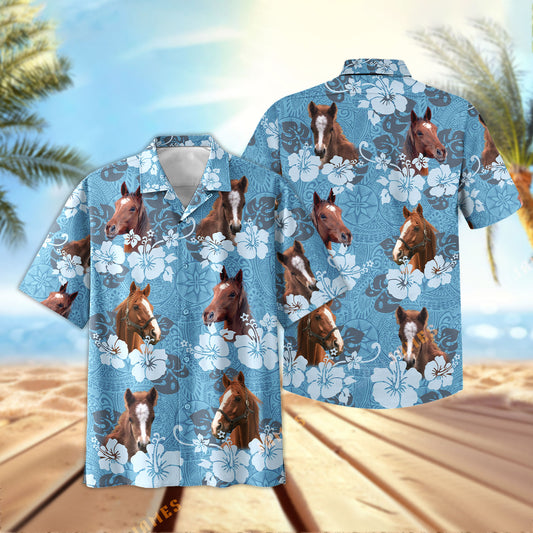 Uni Horse Tribal Flowers Hawaiian Shirt