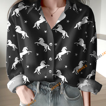 Unique Horse Black & White Pattern Casual Shirt