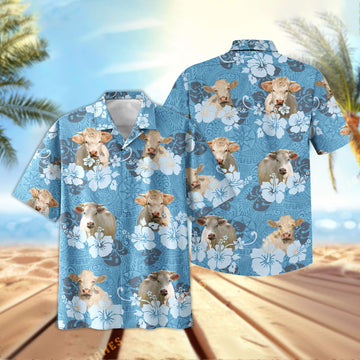 Uni Charolais Tribal Flowers Hawaiian Shirt