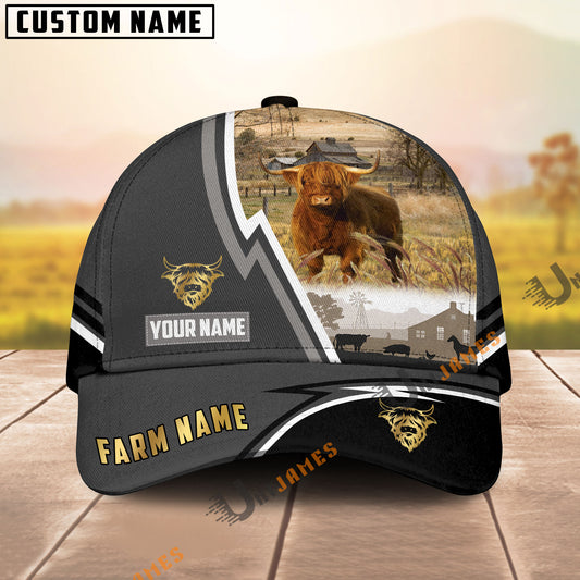 Uni Highland Black White Country Customized Name Brown Leather Pattern Cap
