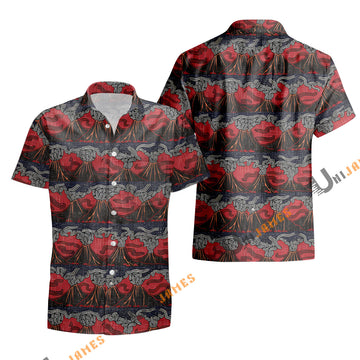 UniJames Lua Pele - Earth Red Short Sleeve Hawaiian Shirt