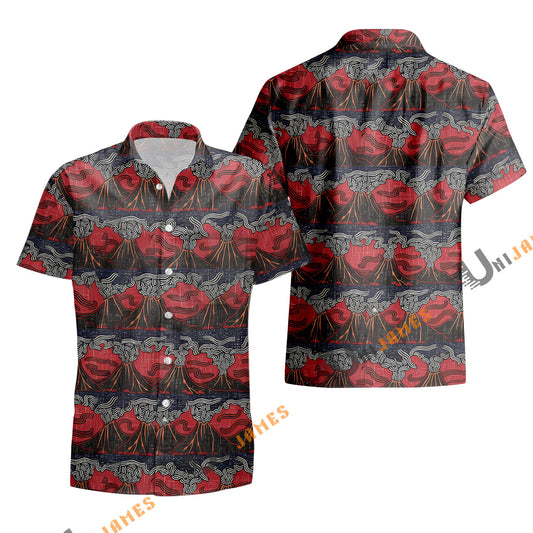 UniJames Lua Pele - Earth Red Short Sleeve Hawaiian Shirt