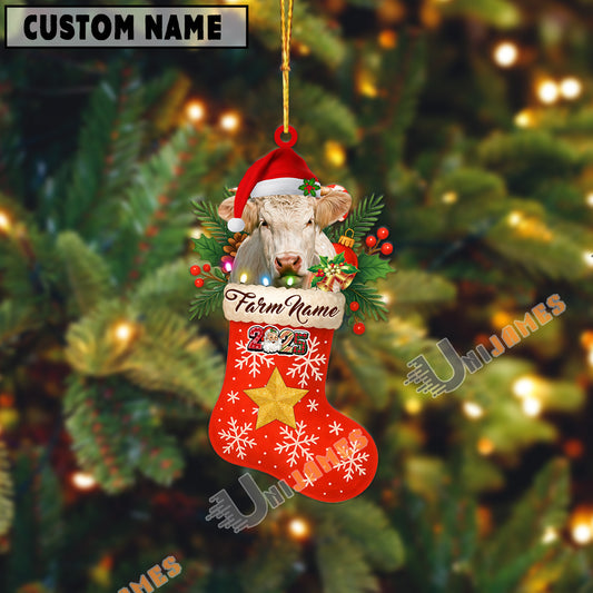 Uni Personalized Charolais Christmas Stocking Ornament