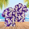 Uni Purple Hibiscus Aloha Shirt Short Sleeve Shirt Vacation Hawaiian Outdoor Vacation