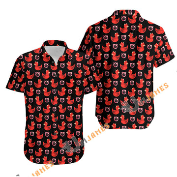 UniJames Comfort Devil Duck (Black) Button Shirt, Hawaiian Shirt For Men