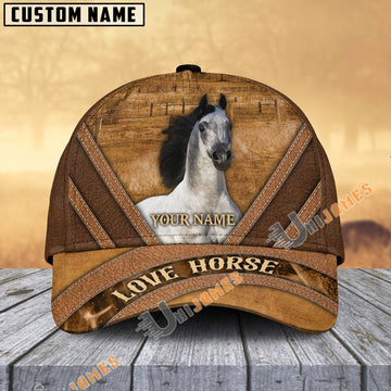 Uni Arabian Horse Brown Leather Pattern Personalized Name Cap