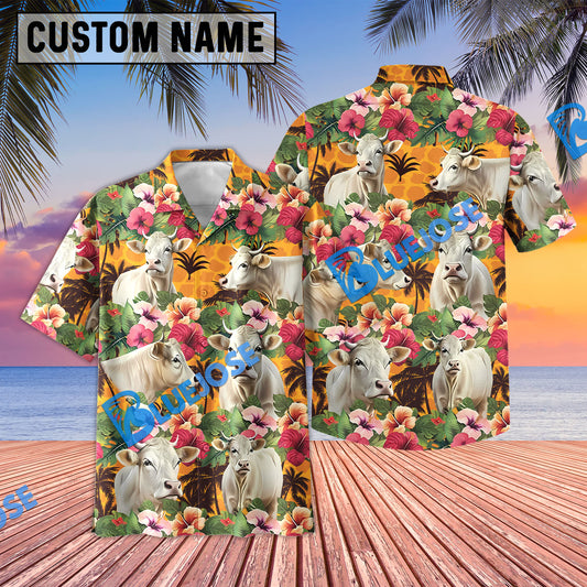 Uni Charolais Cattle 3D Hawaiian Flower Shirt