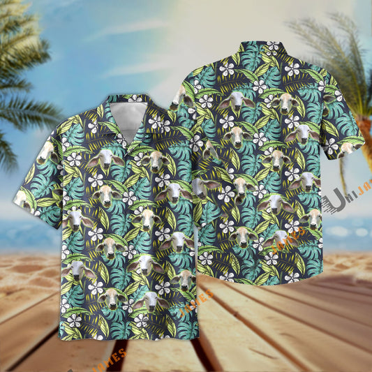 Uni Brahman Summer Blue Flowers 3D Hawaiian Shirt