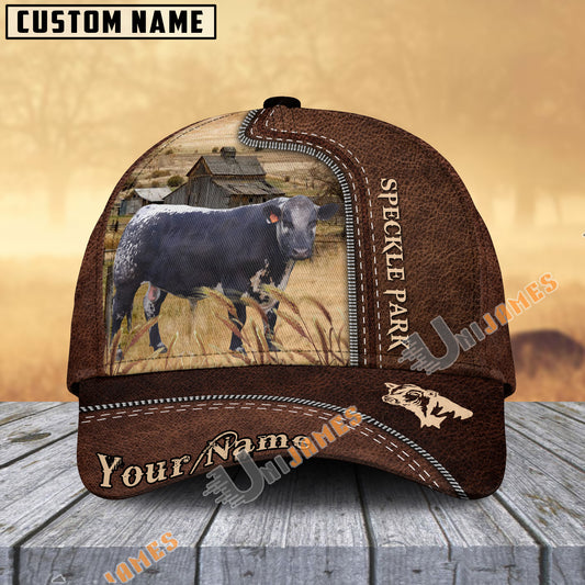 Uni Black Speckled Park Customized Name Leather Pattern Cap