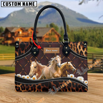 Unijames Palomino Happiness Sunflower Custom Name 3D Leather Handbag